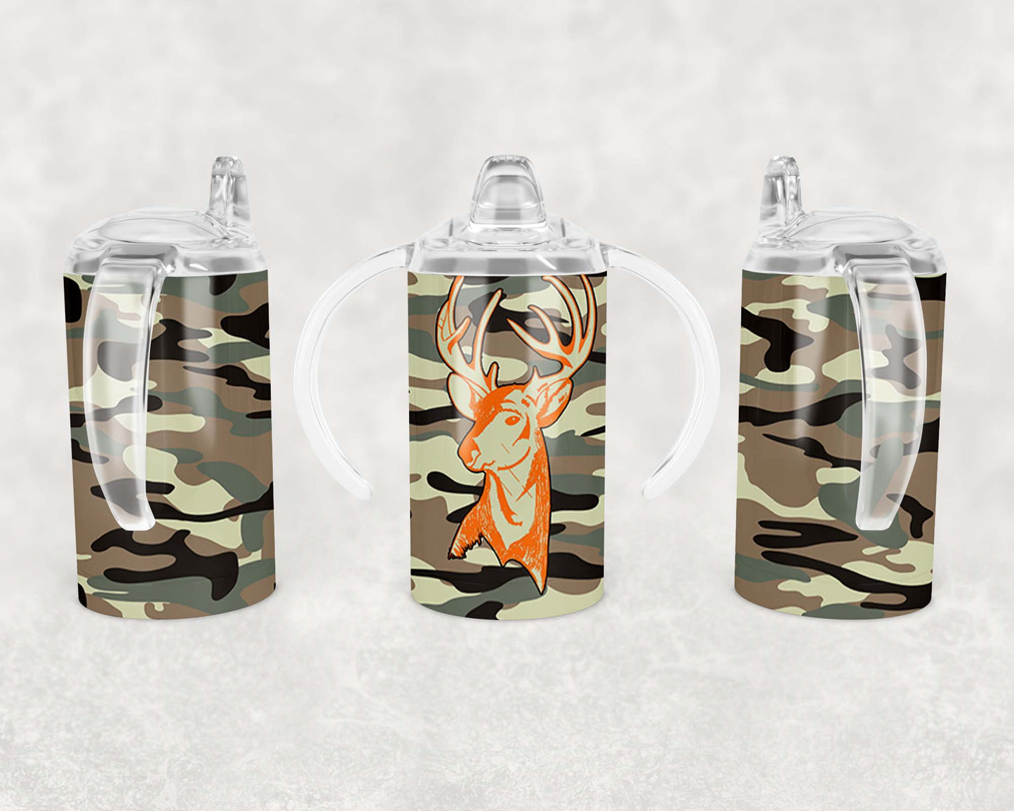 Camo Deer Head - Sippy Cup, Children's Tumbler, Kid's Water Bottle, Water Bottle, Toddler, Stainless Steel Tumbler