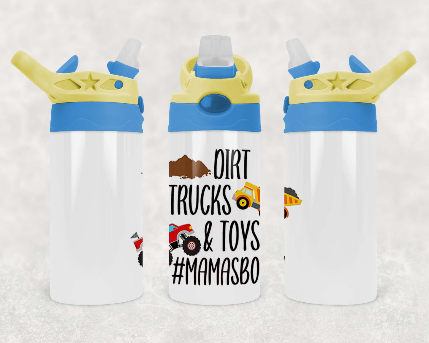 Dirt Trucks Toys - Children's Tumbler, Kid's Water Bottle, Water Bottle, Toddler, Stainless Steel Tumbler, Pop-Top