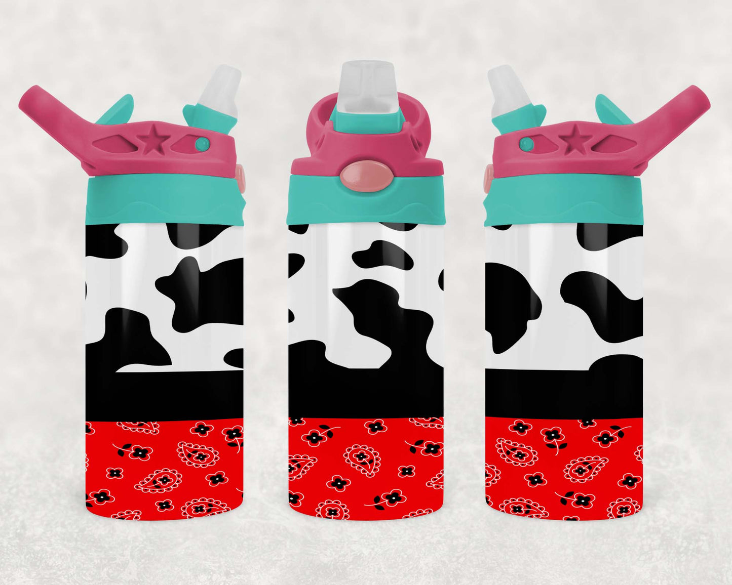 Cow Print - Children's Tumbler, Kid's Water Bottle, Water Bottle, Toddler, Stainless Steel Tumbler, Pop-Top