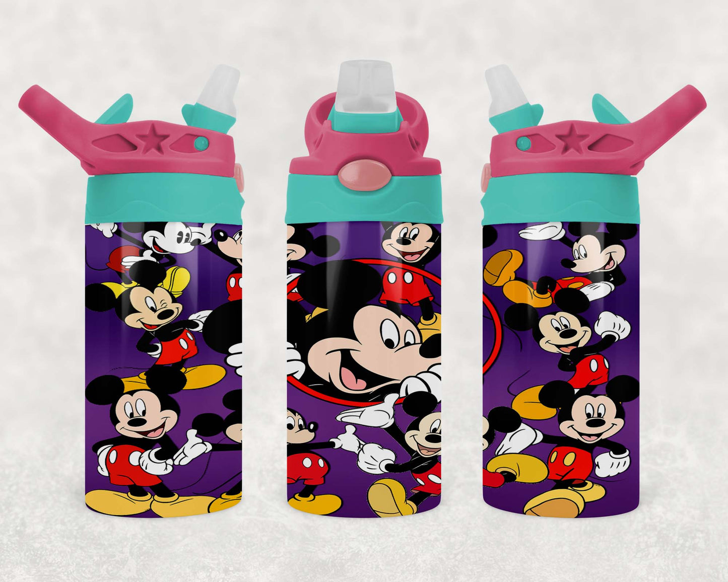 Mickey Mouse - Purple - Children's Tumbler, Kid's Water Bottle, Water Bottle, Toddler, Stainless Steel Tumbler, Pop-Top