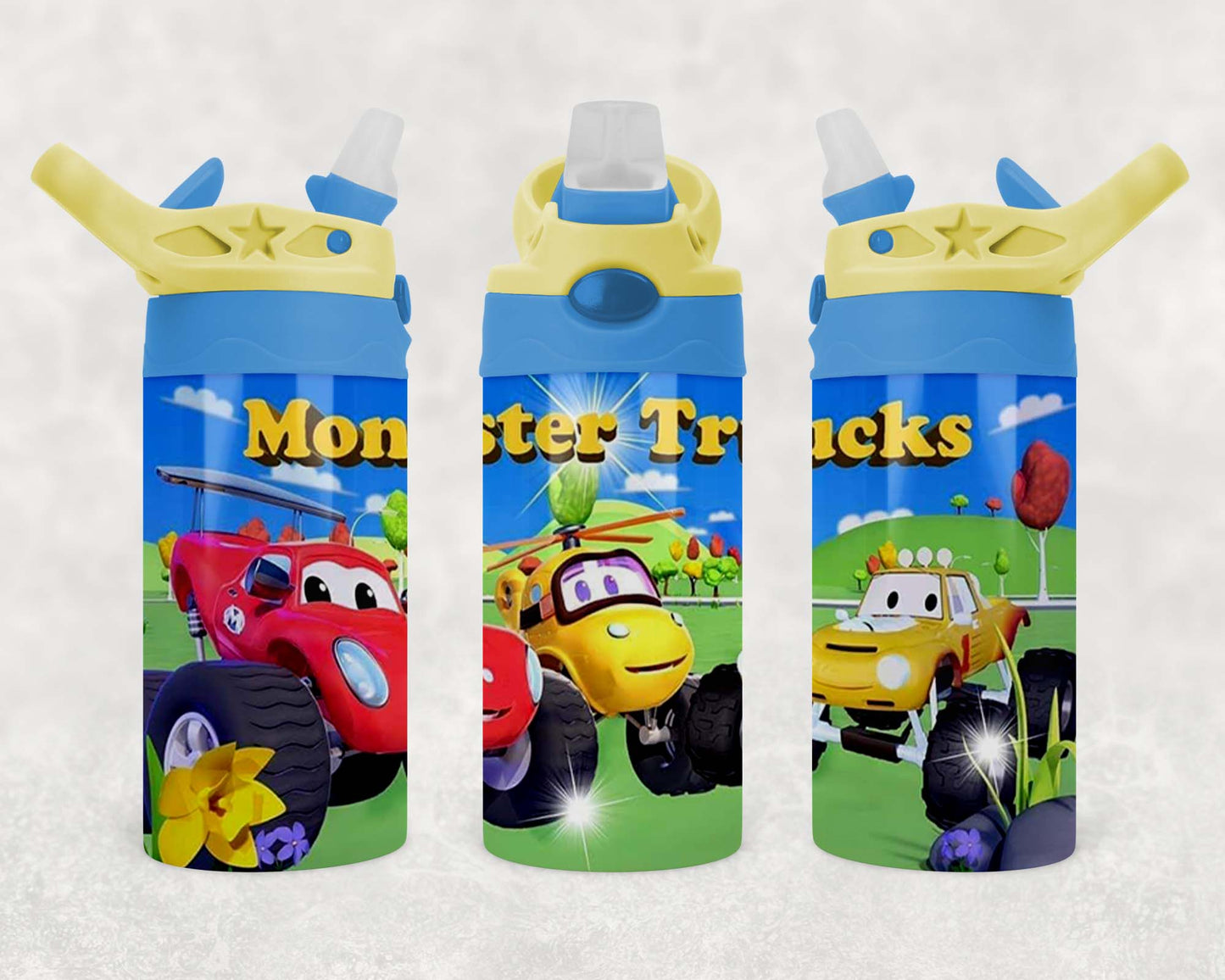 Monster Truck - Children's Tumbler, Kid's Water Bottle, Water Bottle, Toddler, Stainless Steel Tumbler, Pop-Top