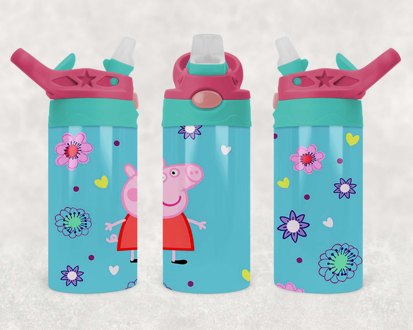 Peppa Pig - Children's Tumbler, Kid's Water Bottle, Water Bottle, Toddler, Stainless Steel Tumbler, Pop-Top