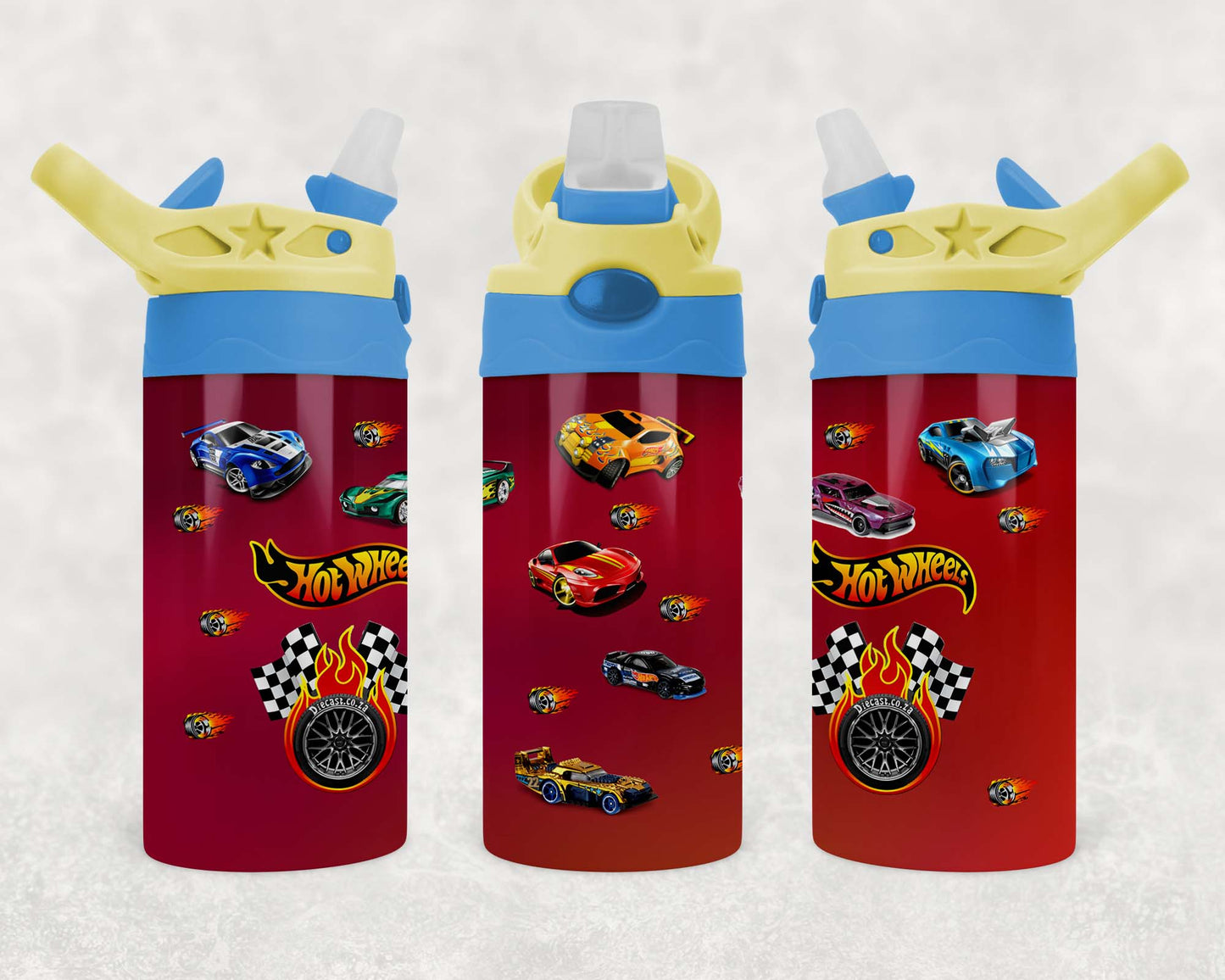 Hotwheels - Maroon - Children's Tumbler, Kid's Water Bottle, Water Bottle, Toddler, Stainless Steel Tumbler, Pop-Top