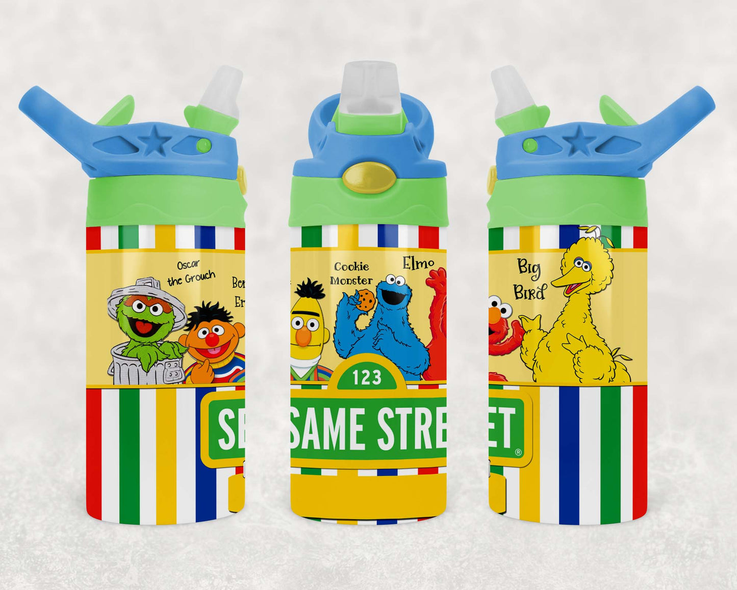 Sesame Street - Children's Tumbler, Kid's Water Bottle, Water Bottle, Toddler, Stainless Steel Tumbler, Pop-Top
