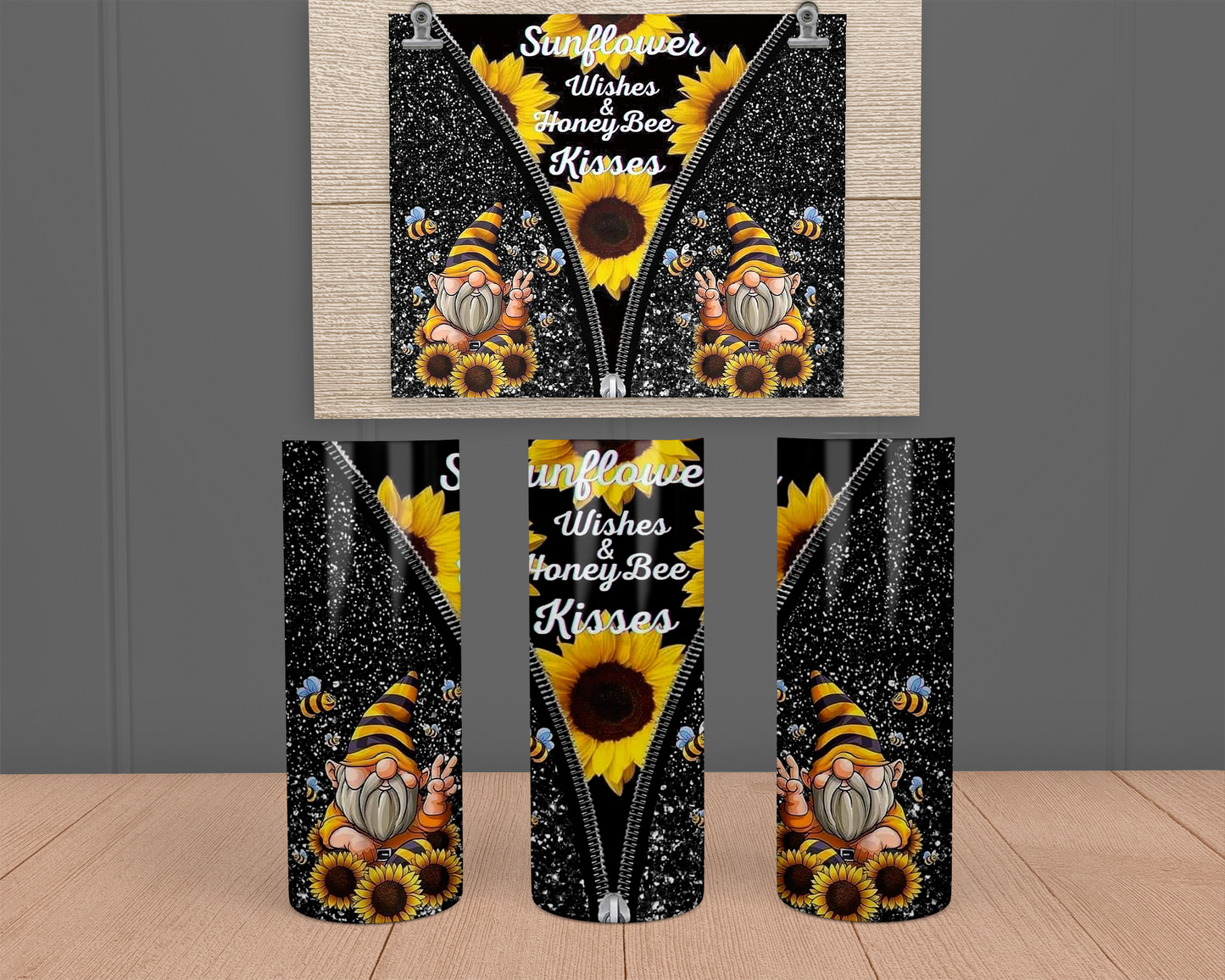 Sunflower Honey Bees- Stainless Steel Tumbler