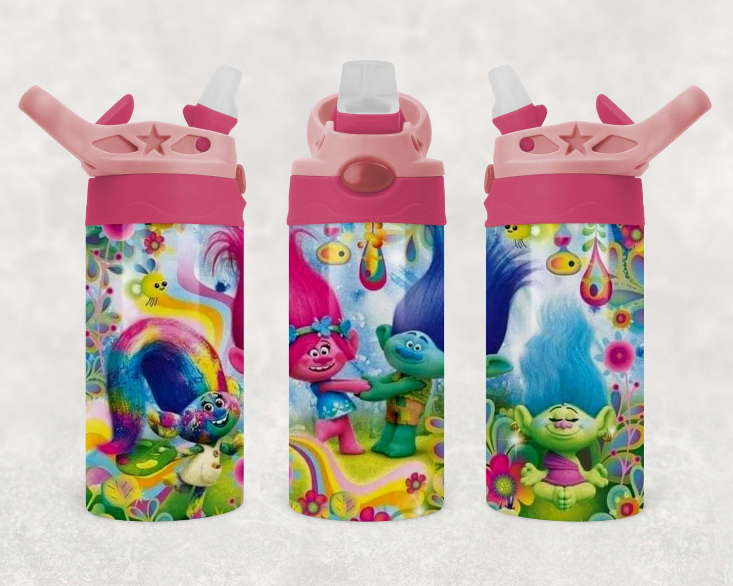 Trolls - 2 - Children's Tumbler, Kid's Water Bottle, Water Bottle, Toddler, Stainless Steel Tumbler, Pop-Top