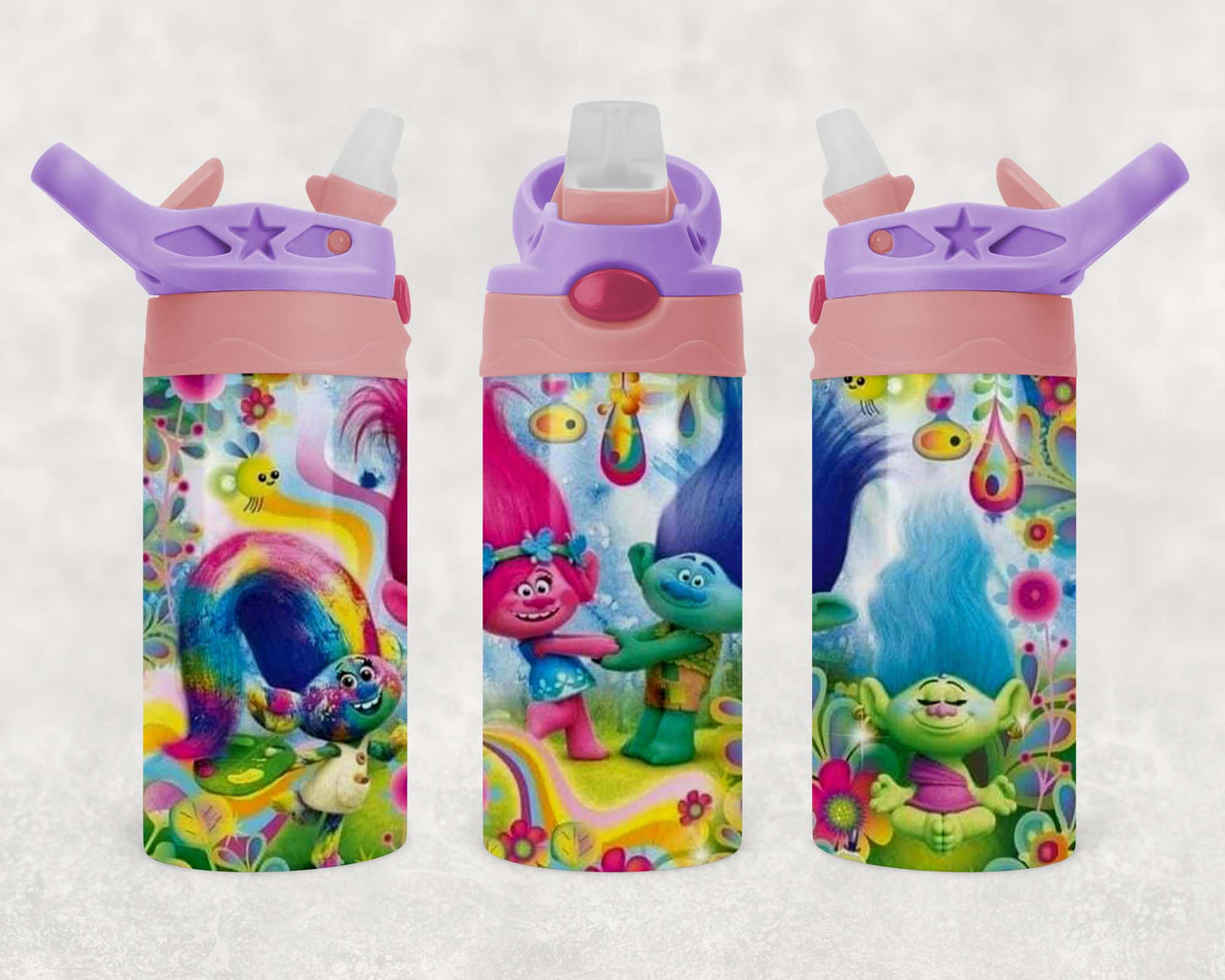 Trolls - 2 - Children's Tumbler, Kid's Water Bottle, Water Bottle, Toddler, Stainless Steel Tumbler, Pop-Top