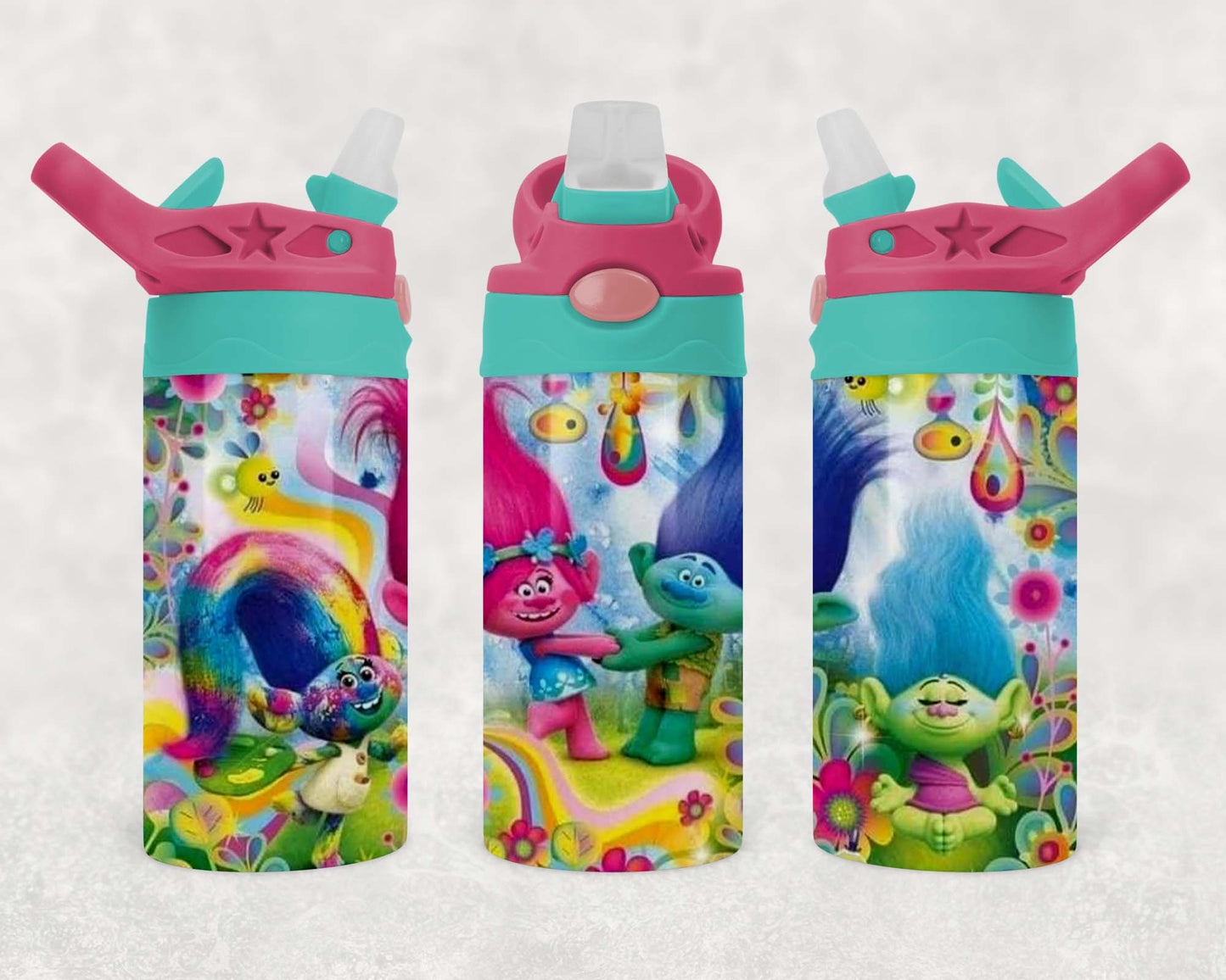 Trolls - 2 - Children's Tumbler, Kid's Water Bottle, Water Bottle, Toddler, Stainless Steel Tumbler, Pop-Top