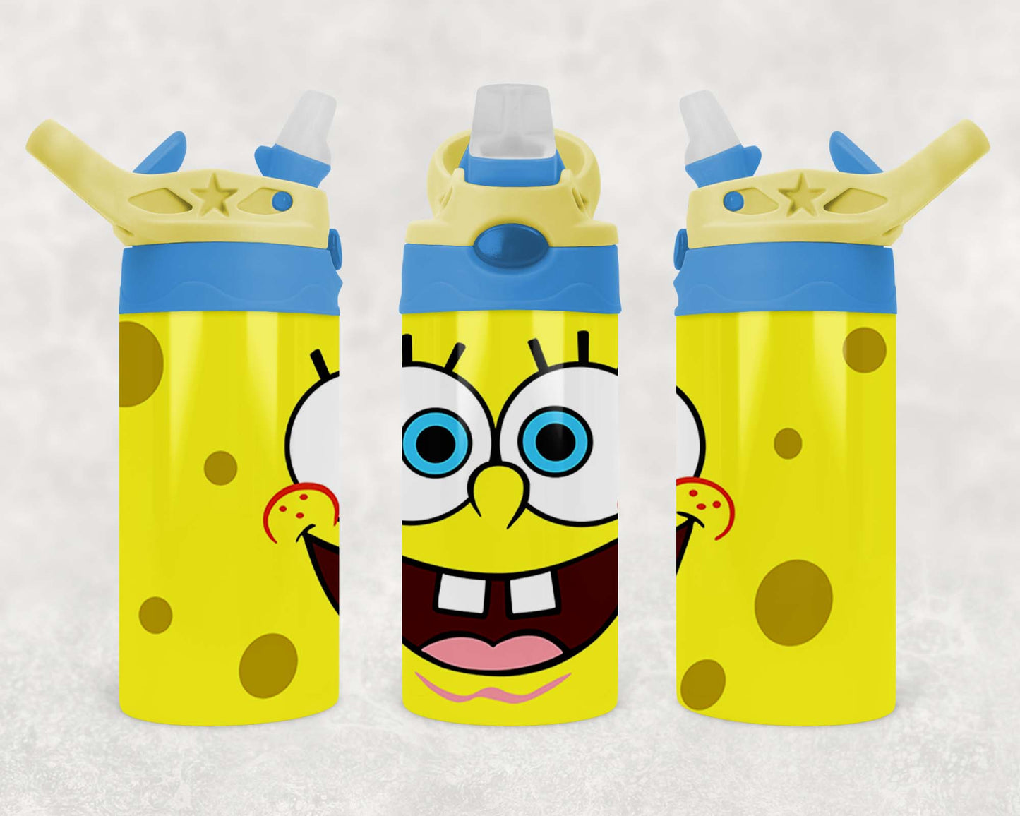 Spongebob - 3 - Children's Tumbler, Kid's Water Bottle, Water Bottle, Toddler, Stainless Steel Tumbler, Pop-Top