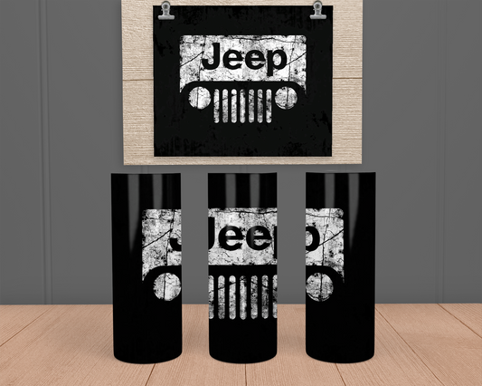 Jeep - Black and White - Stainless Steel Tumbler