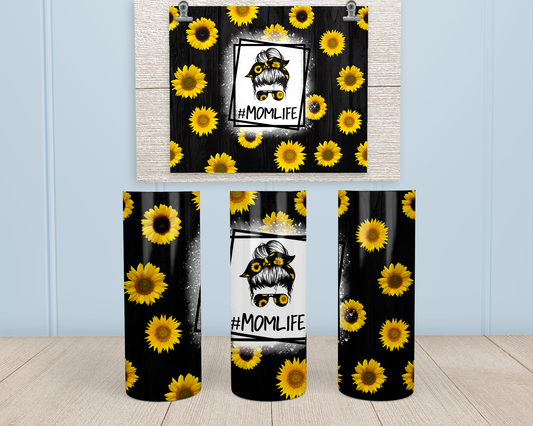 Sunflower - #MomLife - Stainless Steel Tumbler