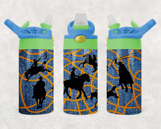 Cowboy - Children's Tumbler, Kid's Water Bottle, Water Bottle, Toddler, Stainless Steel Tumbler, Pop-Top